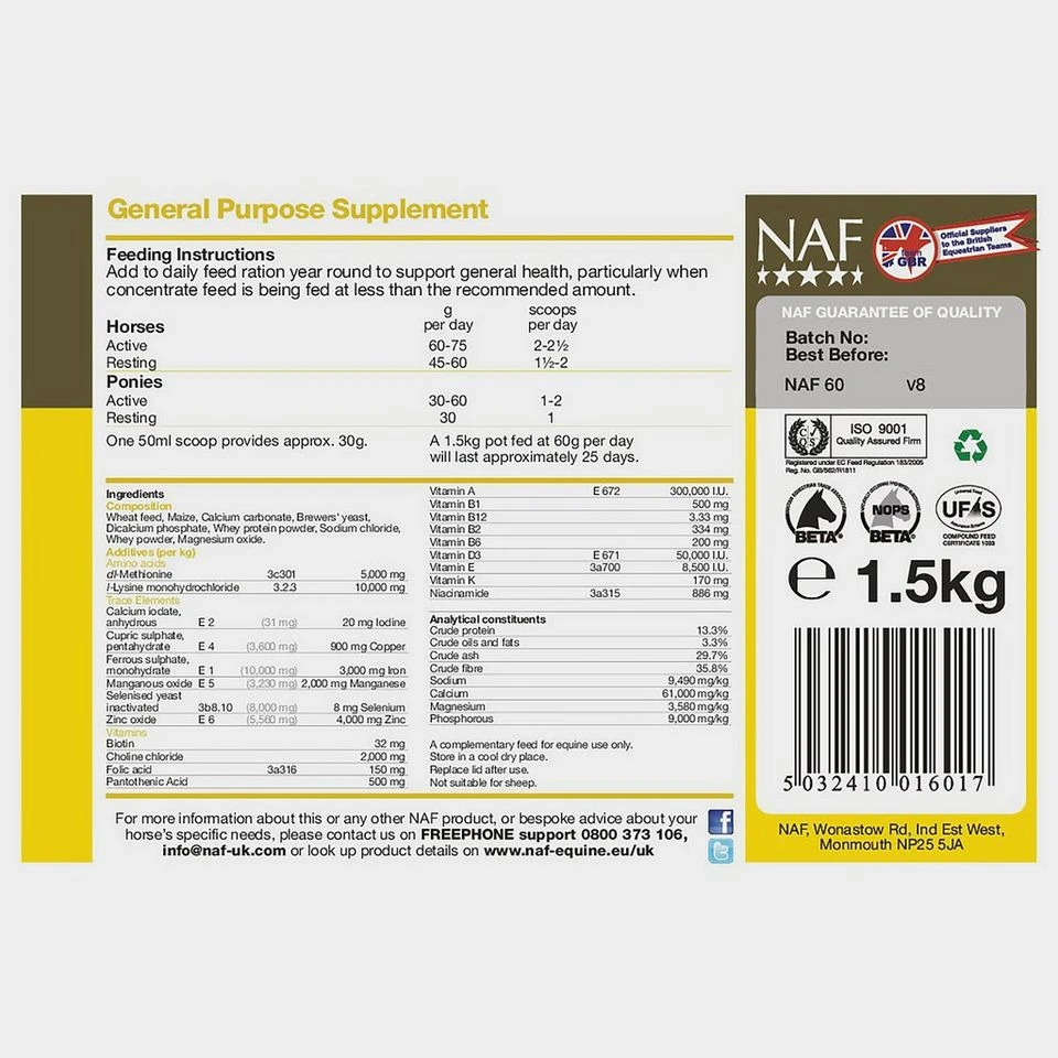 NAF General Purpose Supplement Refill 2kg 2 NAF General Purpose Supplement Refill 2kg - Image 2